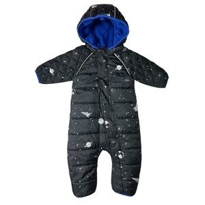 Hanna Andersson Puffer Snowsuit Bunting Toddler 18-24 mo Black Rockets Celestial